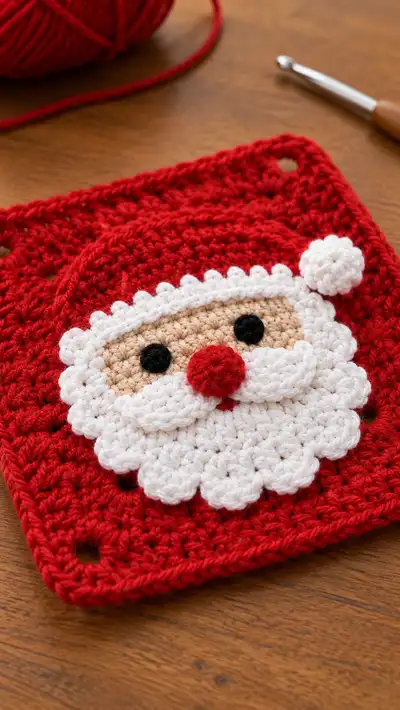 Santa Claus Granny Square Pattern step 2 - assembly progress