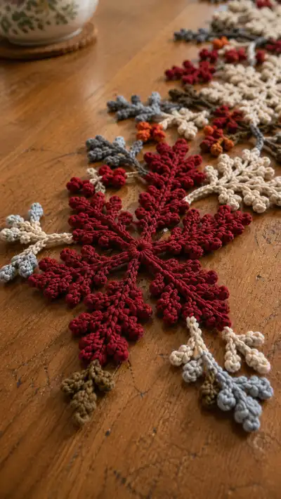 Winter Snowflake Table Runner Pattern step 2 - assembly progress