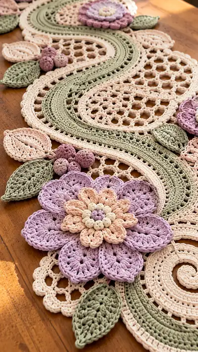 Vintage Floral Table Runner Pattern step 2 - assembly progress