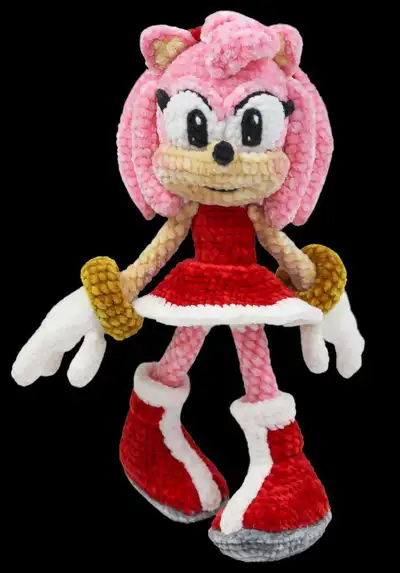 Amy Rose Amigurumi Pattern step 2 - assembly progress