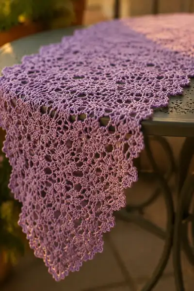 Vintage French Lavender Lace Table Runner Pattern step 2 - assembly progress
