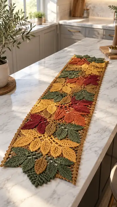 Autumn Leaves Table Runner Pattern step 1 - construction progress