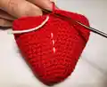 Anatomical Heart Amigurumi Pattern step 2 - assembly progress