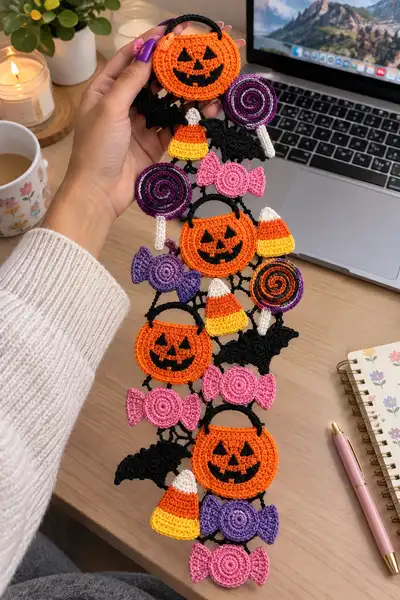 Trick or Treat Candy Halloween Table Runner Pattern step 1 - construction progress