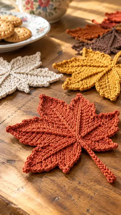 Autumn Maple Leaf Garland Pattern step 2 - assembly progress