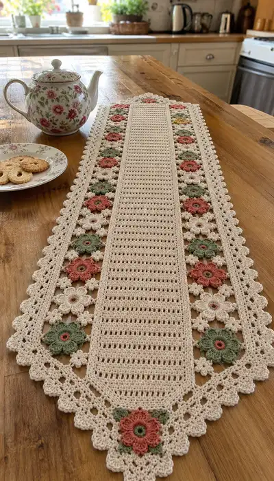 Vintage Floral Table Runner Pattern step 1 - construction progress