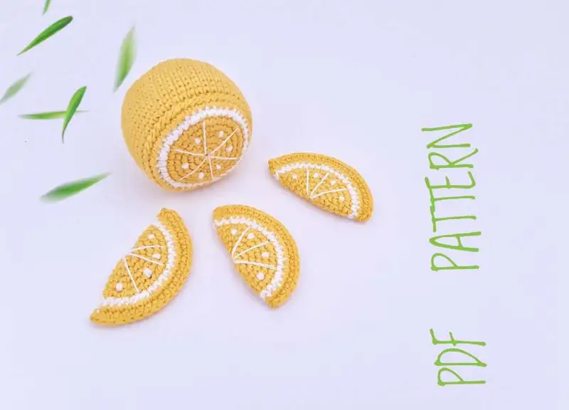 Free crochet pattern: Half lemon and lemon slices Amigurumi Pattern - Beginner Friendly level tutorial