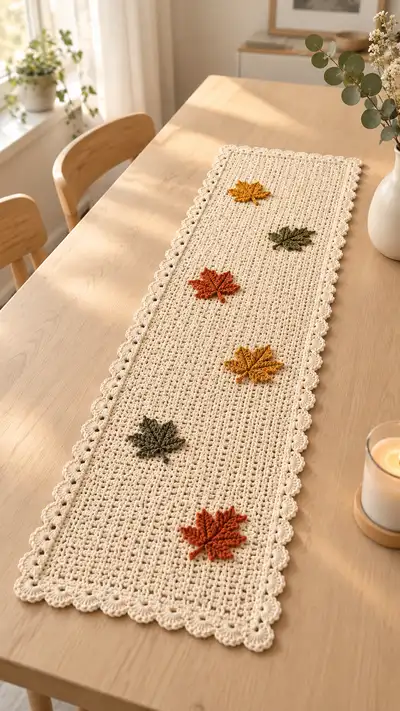 Autumn Leaf Table Runner Pattern step 1 - construction progress