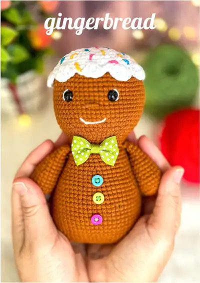 Gingerbread Amigurumi Pattern step 4 - final assembly and finishing