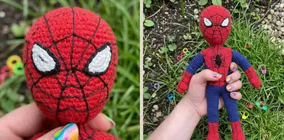 Spiderman Amigurumi Pattern step 2 - assembly progress