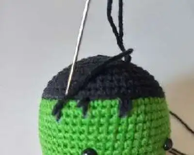 Monster Frankenstein Amigurumi Pattern step 3 - details and accessories