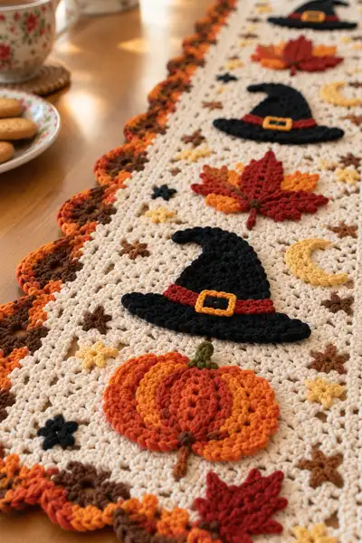 Autumn Harvest Table Runner Pattern step 2 - assembly progress