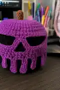 Halloween Poisoned Apple Amigurumi Pattern step 2 - assembly progress