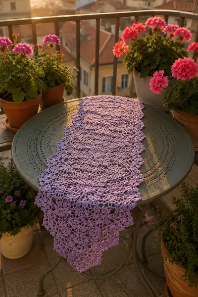 Vintage French Lavender Lace Table Runner Pattern step 1 - construction progress