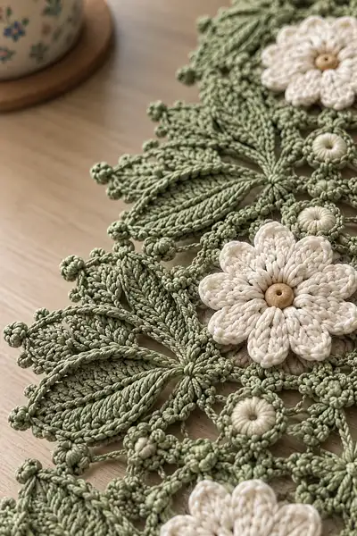 Elegant Floral Lace Table Runner Pattern step 2 - assembly progress