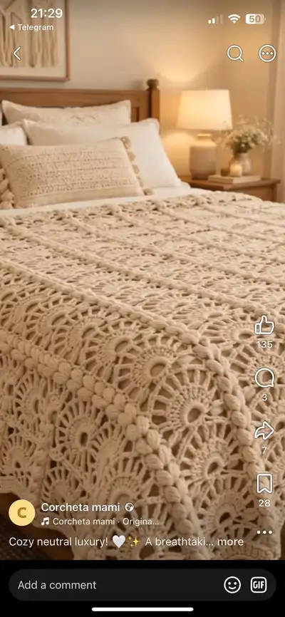 Cream Luxury Bedspread Pattern step 1 - construction progress