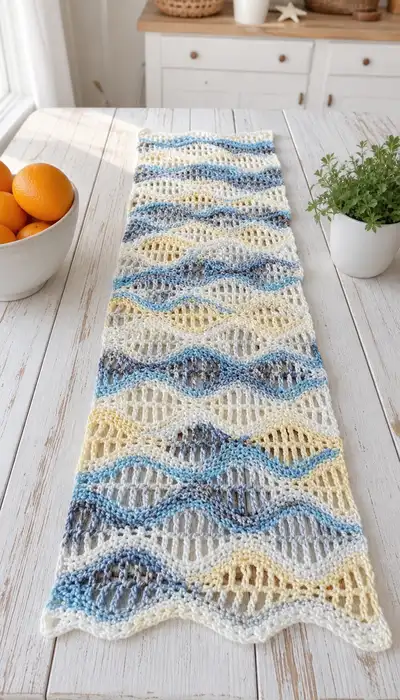 Sea Breeze Wave Table Runner Pattern step 1 - construction progress