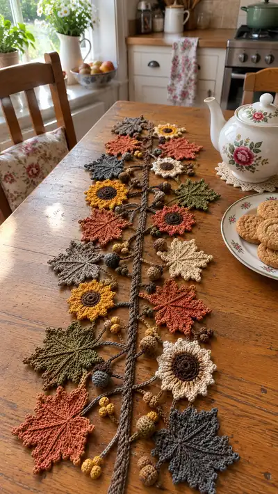 Autumn Floral Table Runner Pattern step 1 - construction progress