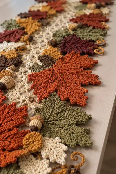 Autumn Maple Leaf Table Runner Pattern step 2 - assembly progress