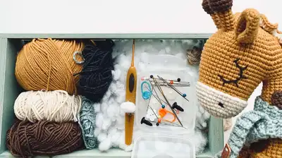 Ollie the Giraffe Amigurumi Pattern step 2 - assembly progress