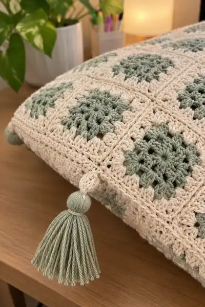 Peaceful Boho Desert Bedspread Pattern step 3 - details and accessories