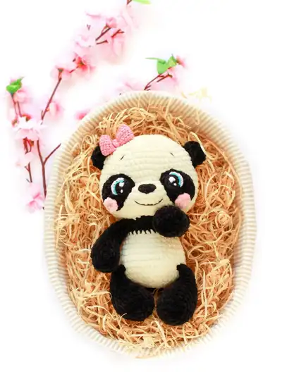 Yumi the Baby Panda Amigurumi Pattern step 1 - construction progress