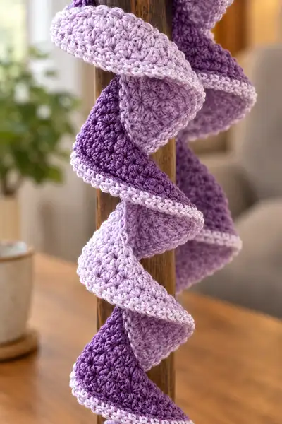 Sugarplum Spiral Garland Pattern step 2 - assembly progress