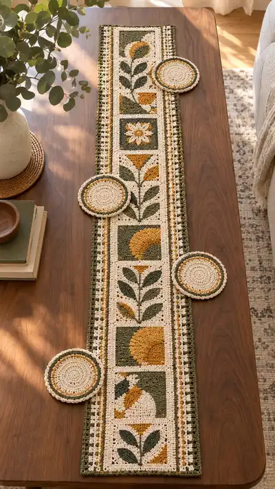 Vintage Meadow Table Runner Pattern step 1 - construction progress