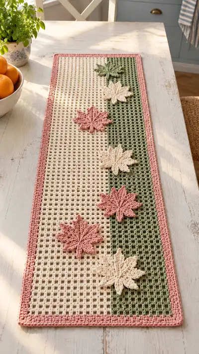 Autumn Maple Table Runner Pattern step 1 - construction progress