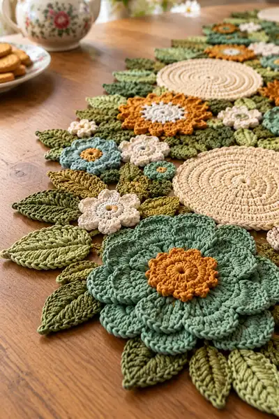 Sunlit Garden Table Runner Pattern step 2 - assembly progress