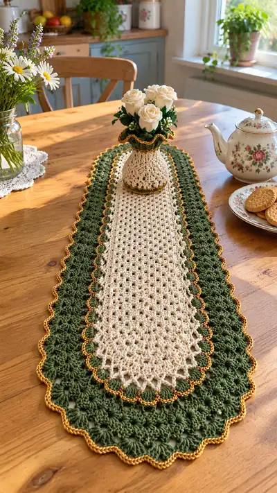 Classic Lace Oval Table Runner Pattern step 1 - construction progress
