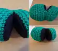 Crochet Frog Door-Stopper Pattern step 4 - final assembly and finishing