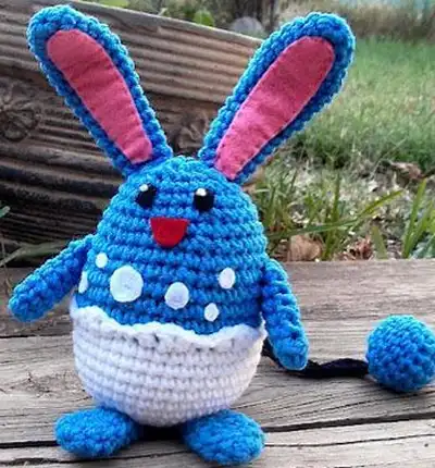 Azumarill Amigurumi Pattern step 1 - construction progress