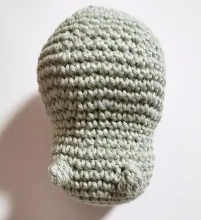 Tommy the T-Rex Amigurumi Pattern step 2 - assembly progress