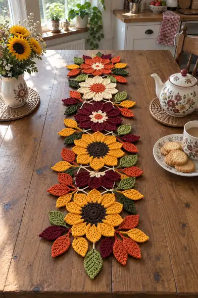 Autumn Floral Table Runner Pattern step 1 - construction progress