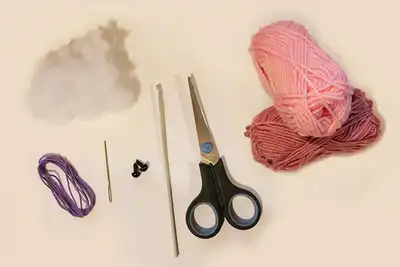 Rabbit Amigurumi Pattern step 2 - assembly progress