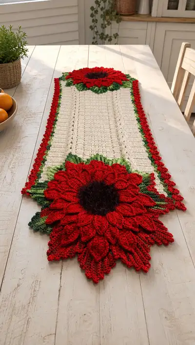 Sunflower Table Runner Pattern step 1 - construction progress