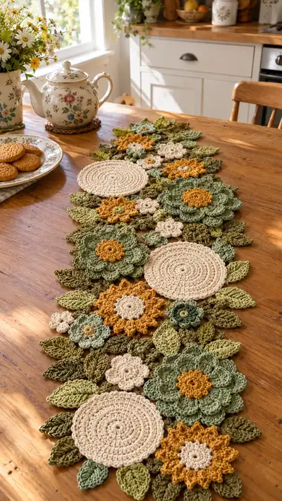 Botanical Bloom Table Runner Pattern step 1 - construction progress