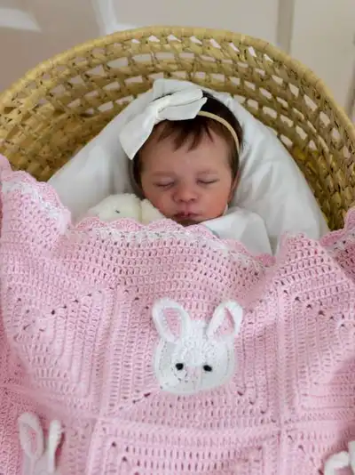 Bunny Baby Blanket Pattern step 2 - assembly progress