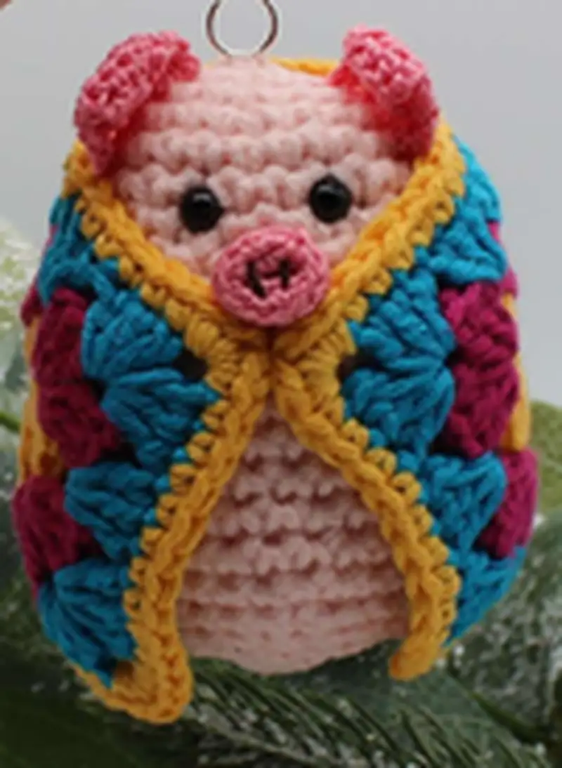Free Intermediate crochet pattern: Pig in a Granny Square Blanket Amigurumi Pattern - Easy to follow tutorial