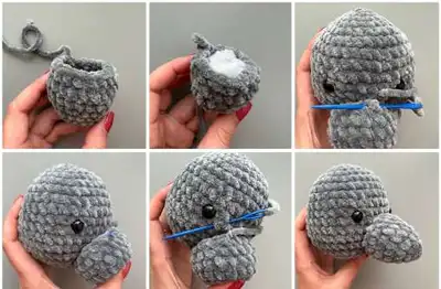 WOLF HAND PUPPET Amigurumi Pattern step 4 - final assembly and finishing