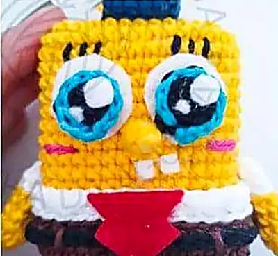SpongeBob SquarePants Hat Amigurumi Pattern step 3 - details and accessories