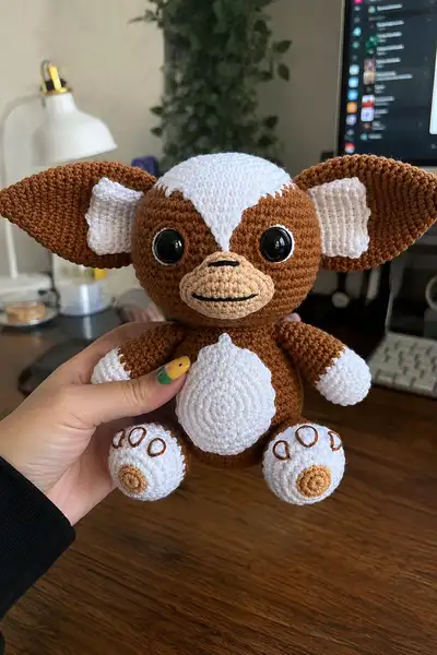 Big-Eared Brown and White Amigurumi Creature Amigurumi Pattern step 1 - construction progress