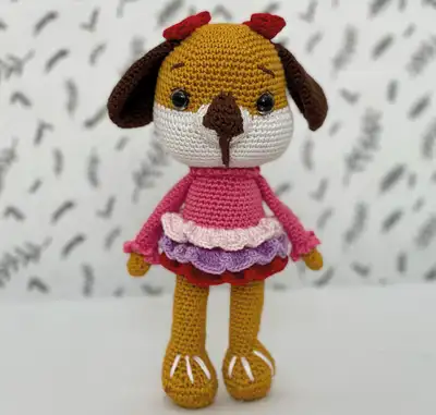 Fancy Dog Amigurumi Pattern step 1 - construction progress
