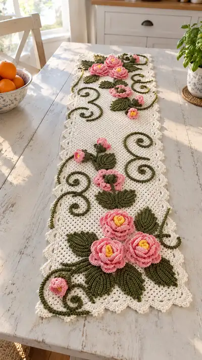 Vintage Rose Table Runner Pattern step 1 - construction progress
