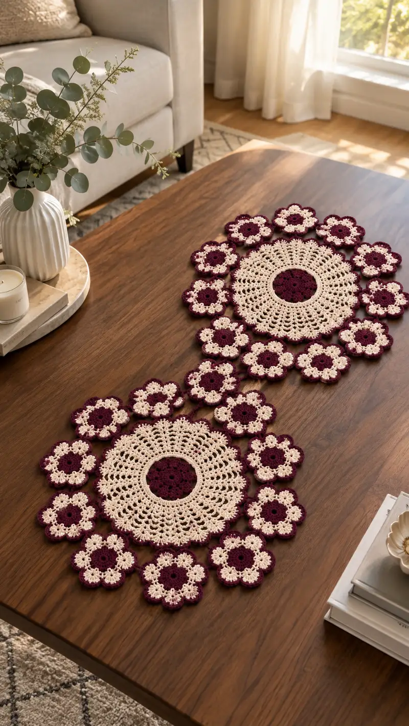 Free crochet pattern: Vintage Floral Table Runner Pattern - Intermediate level tutorial