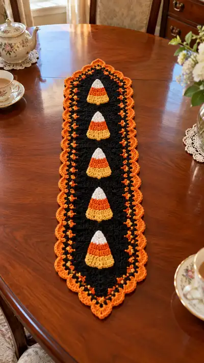 Candy Corn Table Runner Pattern step 1 - construction progress