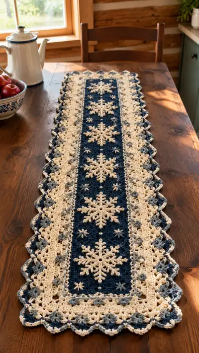 Snowflake Table Runner Pattern step 1 - construction progress