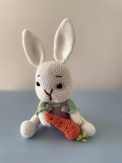 Cute Bunny Amigurumi Pattern step 2 - assembly progress