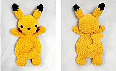 Pika the Electric Mouse Amigurumi Pattern step 4 - final assembly and finishing